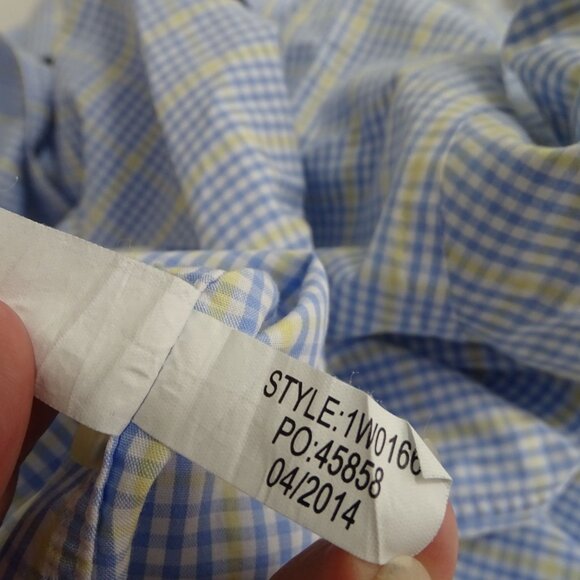 Vineyard Vines Whale Shirt Blue Yellow Plaid Men Size L Long Sleeve Logo - Picture 8 of 11